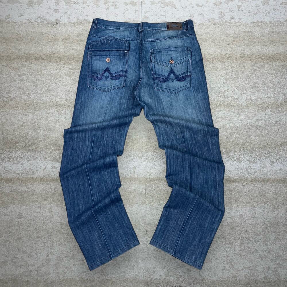 Vintage Y2K Skater Koman Jeans 38x34 Baggy Wide Leg Medium Wash Denim Rap